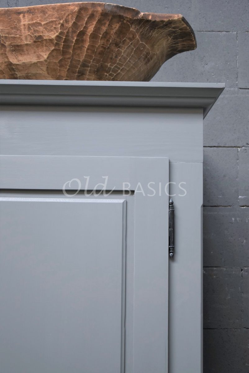 Detail van Linnenkast Rustique, 2 deuren, RAL7005, grijs, materiaal hout